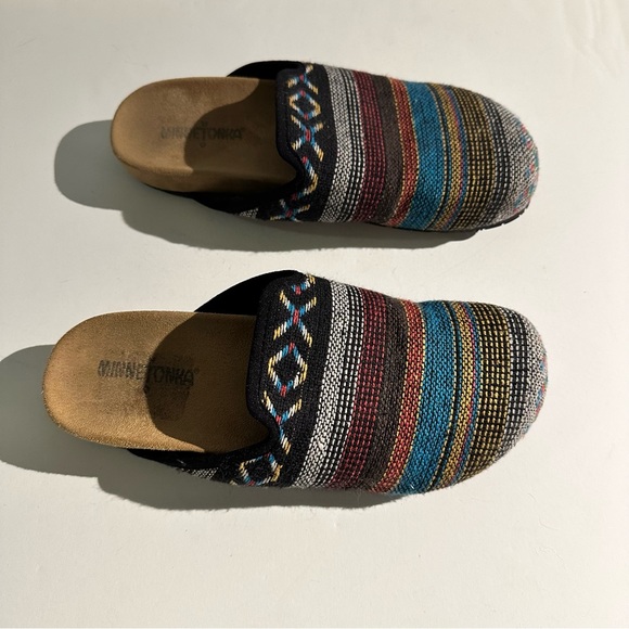 Striped Slide On Mule Clog Shoes / Hard Sole Slippers - Picture 9 of 12